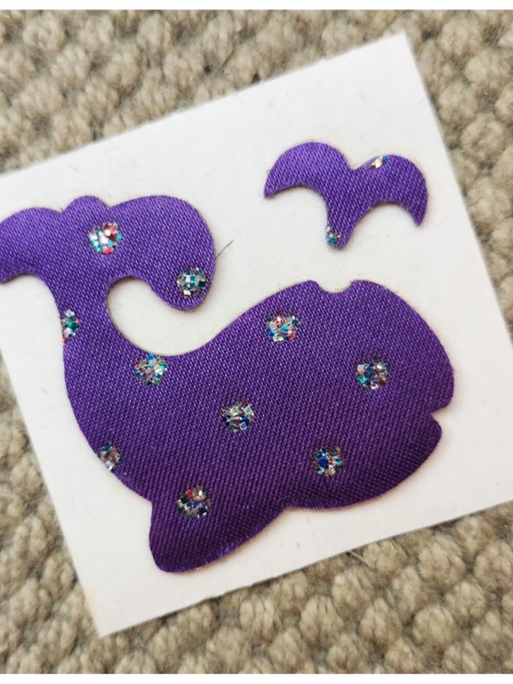 June Kessler Vintage Stickers Satin Puffy Glitter Fabric Whale Sticker Mod 80s